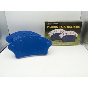 Playing Card Holders Set of 2 Jobar's Holds 15 Cards Stand Or Hold In Hand Blue